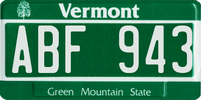 VT license plate ABF943