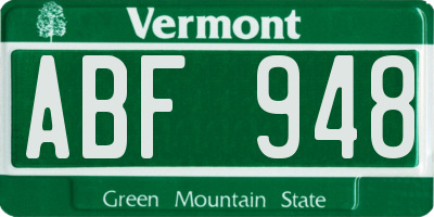 VT license plate ABF948