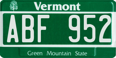 VT license plate ABF952