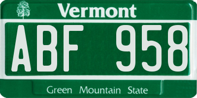 VT license plate ABF958