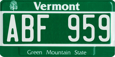 VT license plate ABF959