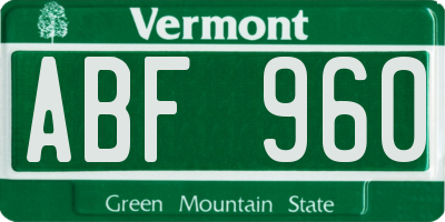 VT license plate ABF960