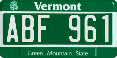 VT license plate ABF961