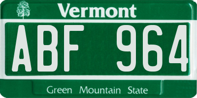 VT license plate ABF964