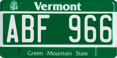 VT license plate ABF966