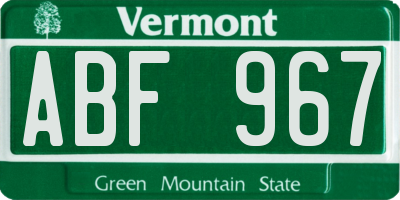 VT license plate ABF967