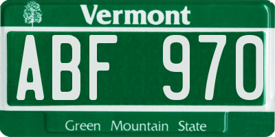 VT license plate ABF970