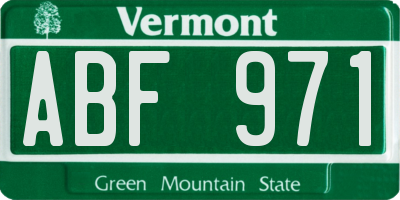 VT license plate ABF971