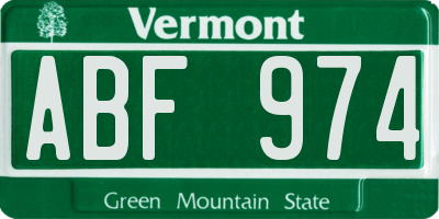 VT license plate ABF974