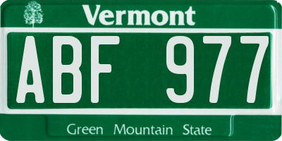 VT license plate ABF977