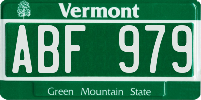 VT license plate ABF979