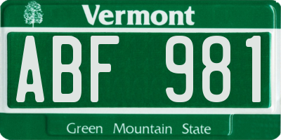 VT license plate ABF981