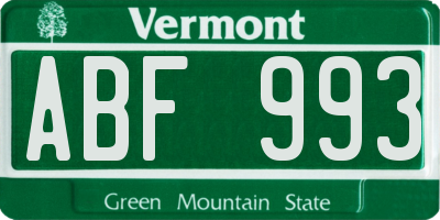 VT license plate ABF993