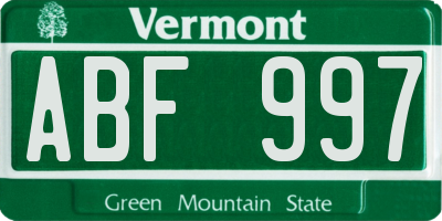 VT license plate ABF997