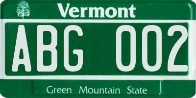 VT license plate ABG002