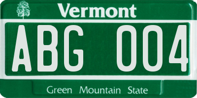 VT license plate ABG004