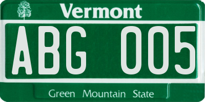 VT license plate ABG005