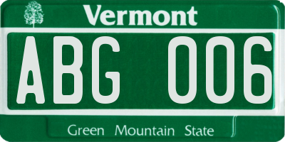 VT license plate ABG006