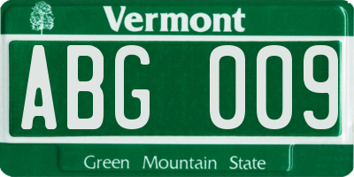 VT license plate ABG009