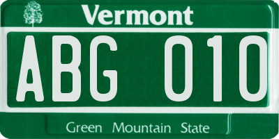 VT license plate ABG010