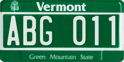 VT license plate ABG011