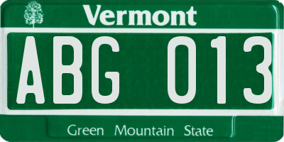 VT license plate ABG013