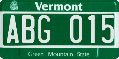 VT license plate ABG015