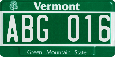 VT license plate ABG016