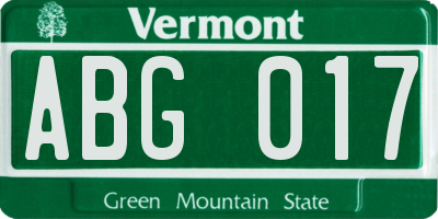 VT license plate ABG017