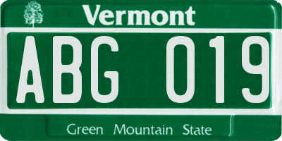 VT license plate ABG019