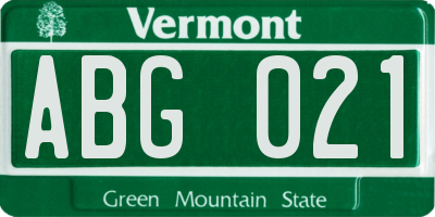 VT license plate ABG021