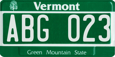 VT license plate ABG023