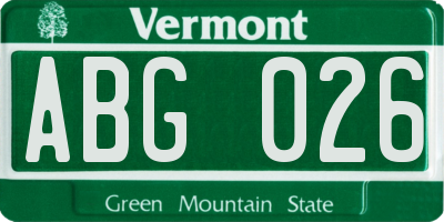 VT license plate ABG026