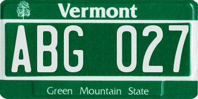 VT license plate ABG027