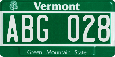 VT license plate ABG028