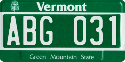 VT license plate ABG031