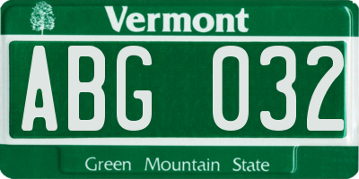 VT license plate ABG032