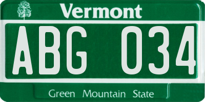 VT license plate ABG034