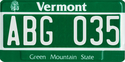 VT license plate ABG035