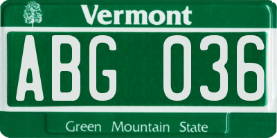 VT license plate ABG036