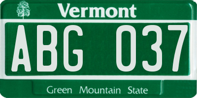 VT license plate ABG037