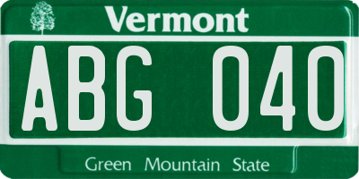 VT license plate ABG040