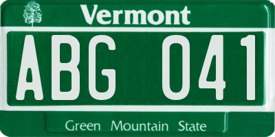 VT license plate ABG041