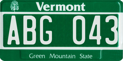 VT license plate ABG043