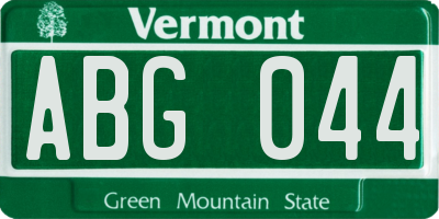 VT license plate ABG044