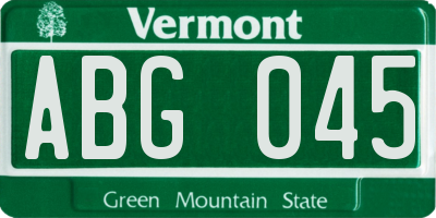 VT license plate ABG045