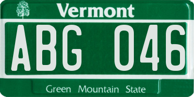 VT license plate ABG046