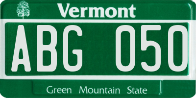 VT license plate ABG050