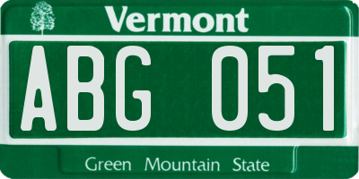 VT license plate ABG051