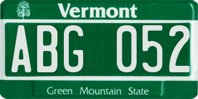 VT license plate ABG052